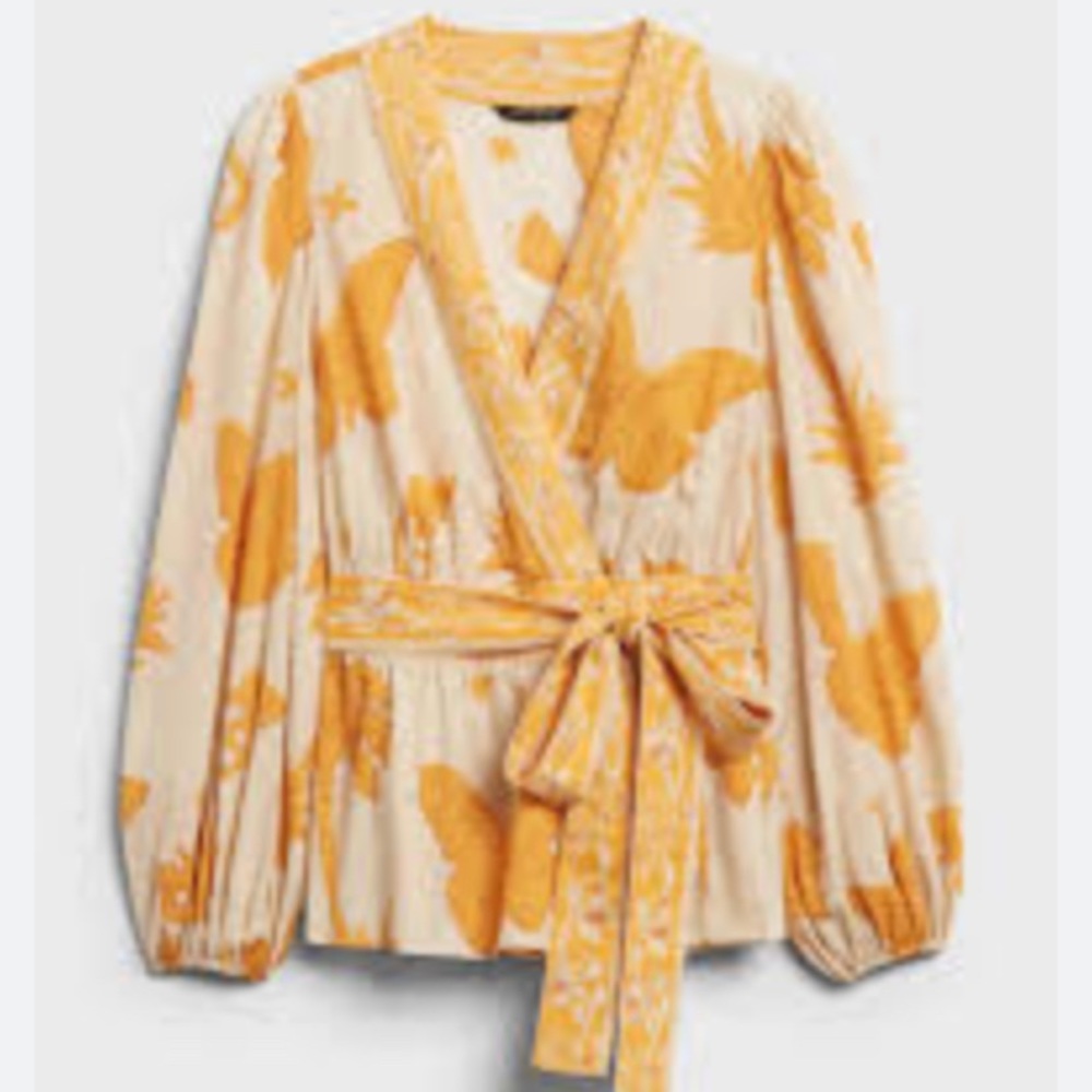 Banana Republic wrap top with balloon sleeves